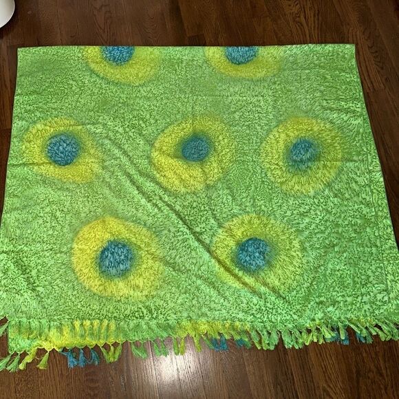 Very large green & blue watercolors polyester wrap/shawl - Picture 6 of 6